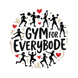gym for everybody SVG PNG design with bold lettering, black and red floral elements
