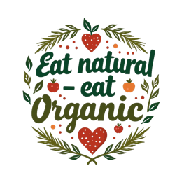 organic natural SVG PNG design with hand-drawn style, bold lettering, white and orange floral elements