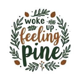 woke up feeling pine SVG PNG design with hand-drawn style, an uplifting message