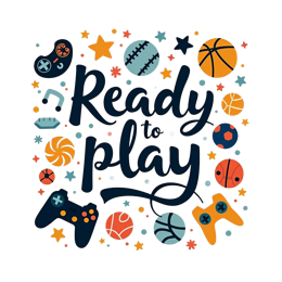 gaming ready to play SVG PNG design with bold lettering