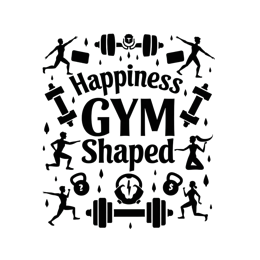 happiness gym shaped quote SVG PNG design with hand-drawn style, bold lettering