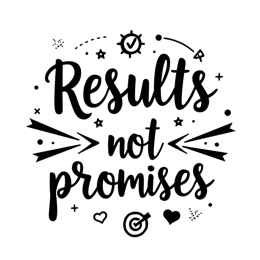 results not promises SVG PNG design with bold lettering
