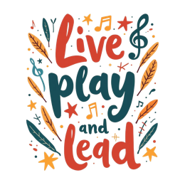 live play lead SVG PNG design with bold lettering, white and orange floral elements