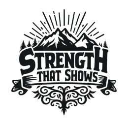 mountains strength SVG PNG design with bold lettering, an uplifting message