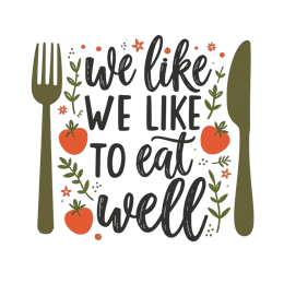 eat well SVG PNG design with hand-drawn style, bold lettering, white and red floral elements