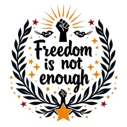 freedom empowerment SVG PNG design with bold lettering, black and white floral elements