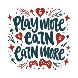 play more earn SVG PNG design with bold lettering