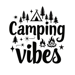 camping vibes nature SVG PNG design with hand-drawn style, bold lettering