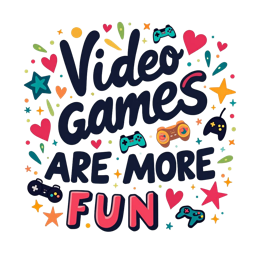 video games fun SVG PNG design with bold lettering