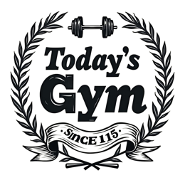 today's gym logo wreath SVG PNG design with bold lettering, black and white floral elements