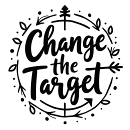 quotes change target SVG PNG design with hand-drawn style, bold lettering, black and white floral elements