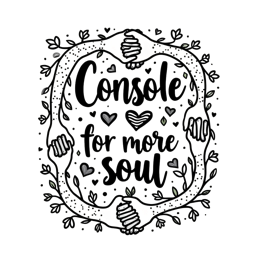 console for more soul SVG PNG design with hand-drawn style, bold lettering, black and white floral elements