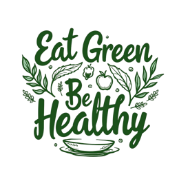 health eatgreen SVG PNG design with hand-drawn style, bold lettering, red and green floral elements