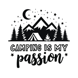 camping mountains stars SVG PNG design with bold lettering