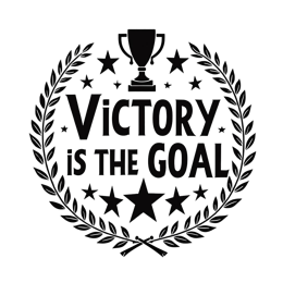 quotes victory goal SVG PNG design with bold lettering, black and white floral elements