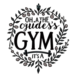 gym quote floral SVG PNG design with bold lettering, black and white floral elements