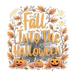 fall pumpkins ghosts SVG PNG design with bold lettering, orange and yellow floral elements