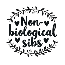 quotes nonbiologicalsibs wreath SVG PNG design with bold lettering, black and red floral elements