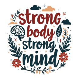 mind body flora SVG PNG design with bold lettering, red and green floral elements, an uplifting message