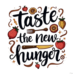 taste hunger SVG PNG design with bold lettering, red and green floral elements