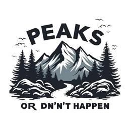 peaks mountains SVG PNG design with bold lettering
