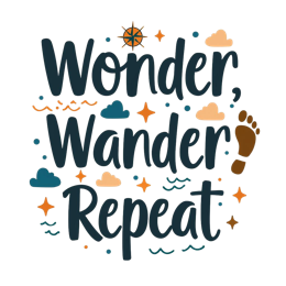 wonder wander repeat shirt SVG PNG design with bold lettering