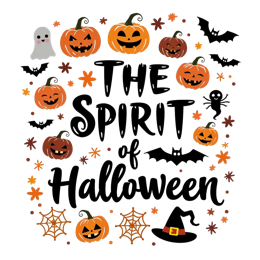 spirit pumpkins SVG PNG design with bold lettering, black and white floral elements