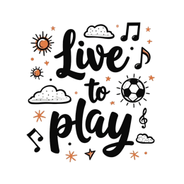 live to play SVG PNG design with hand-drawn style, bold lettering