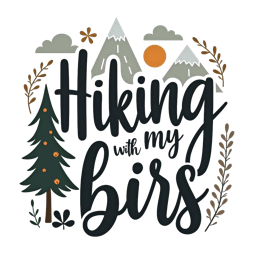 hiking birds SVG PNG design with hand-drawn style, black and white floral elements