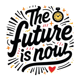 future now time SVG PNG design with hand-drawn style, bold lettering, an uplifting message