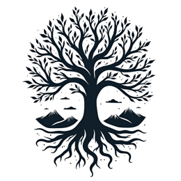 tree mountains SVG PNG design with clean design elements, black and white floral elements
