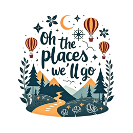 fantasy quote hotairballoons SVG PNG design with bold lettering, green floral elements