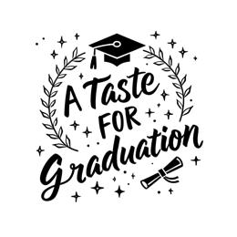 graduation taste SVG PNG design with hand-drawn style, bold lettering, black and white floral elements