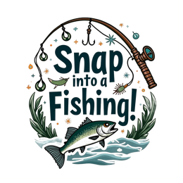 illustration fishing rod SVG PNG design with bold lettering