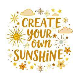 creative sunshine flower SVG PNG design with bold lettering, orange and yellow floral elements, an uplifting message