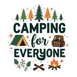 camping SVG PNG design with bold lettering, orange and red floral elements