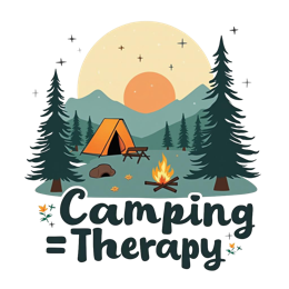 camping therapy sunset SVG PNG design with bold lettering