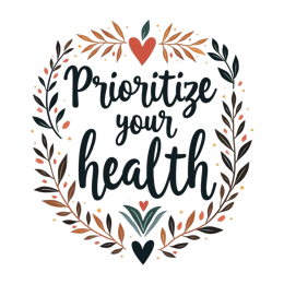 health inspiration SVG PNG design with bold lettering, black and orange floral elements, an uplifting message