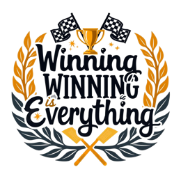 winning trophy wreath SVG PNG design with bold lettering, black and white floral elements