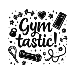 gym fitness SVG PNG design with bold lettering, black and white floral elements