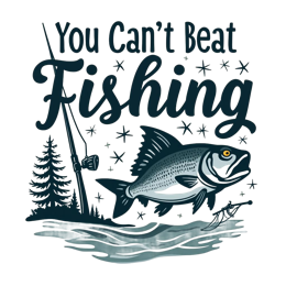 you can't beat fishing shirt SVG PNG design with bold lettering