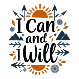 motivational quote sunset mountains SVG PNG design with bold lettering, orange and blue floral elements, an uplifting message