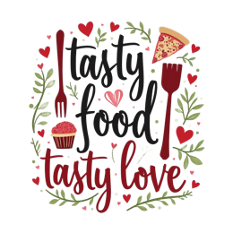 tasty love SVG PNG design with hand-drawn style, white and red floral elements