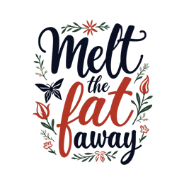 quotes melt the fat away floral SVG PNG design with bold lettering, black and red floral elements, an uplifting message