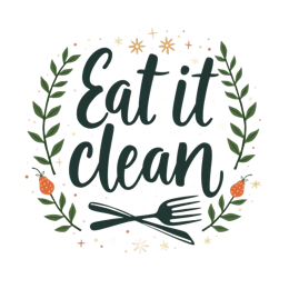 eat clean graphics shirt SVG PNG design with hand-drawn style, red and green floral elements