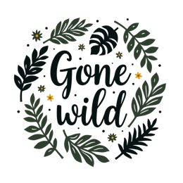 gone wild foliage SVG PNG design with hand-drawn style, black and white floral elements