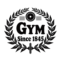 gym logo established SVG PNG design with bold lettering, black and white floral elements