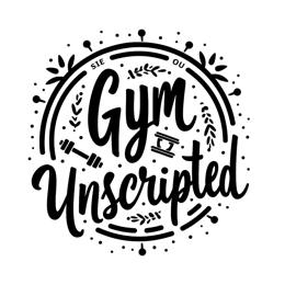 gym unscripted SVG PNG design with bold lettering, black and white floral elements