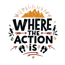 action mountain SVG PNG design with bold lettering, black and white floral elements