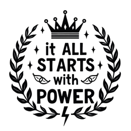 quotes power wreath SVG PNG design with bold lettering, black and white floral elements